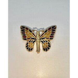 Vtg 70s Napier Plique a Jour Enamel Butterfly Brooch Pin Runway Ad Couture RARE
